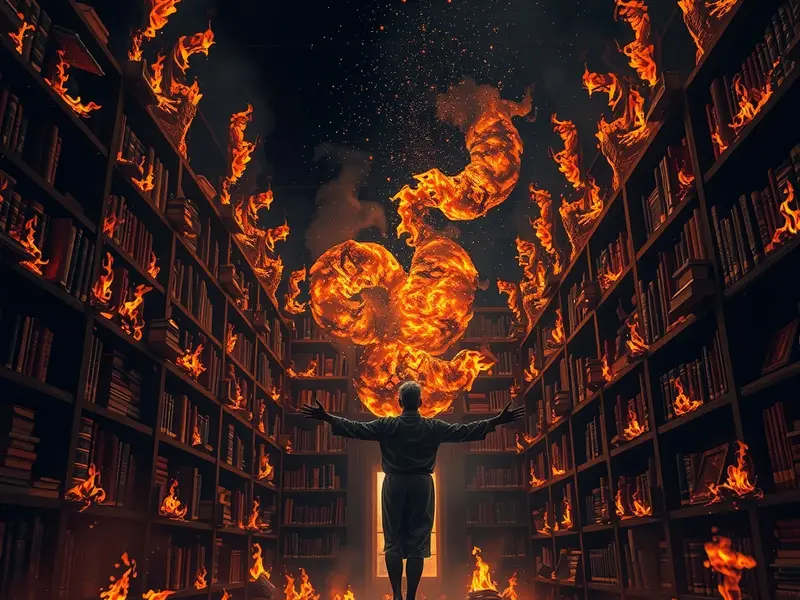 The Burning of the Library — cover art
